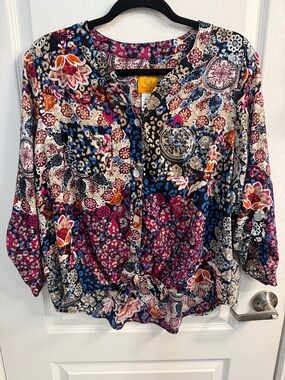 Ruby Rd. Multicolor Patchwork Floral Button-Front Shirt
